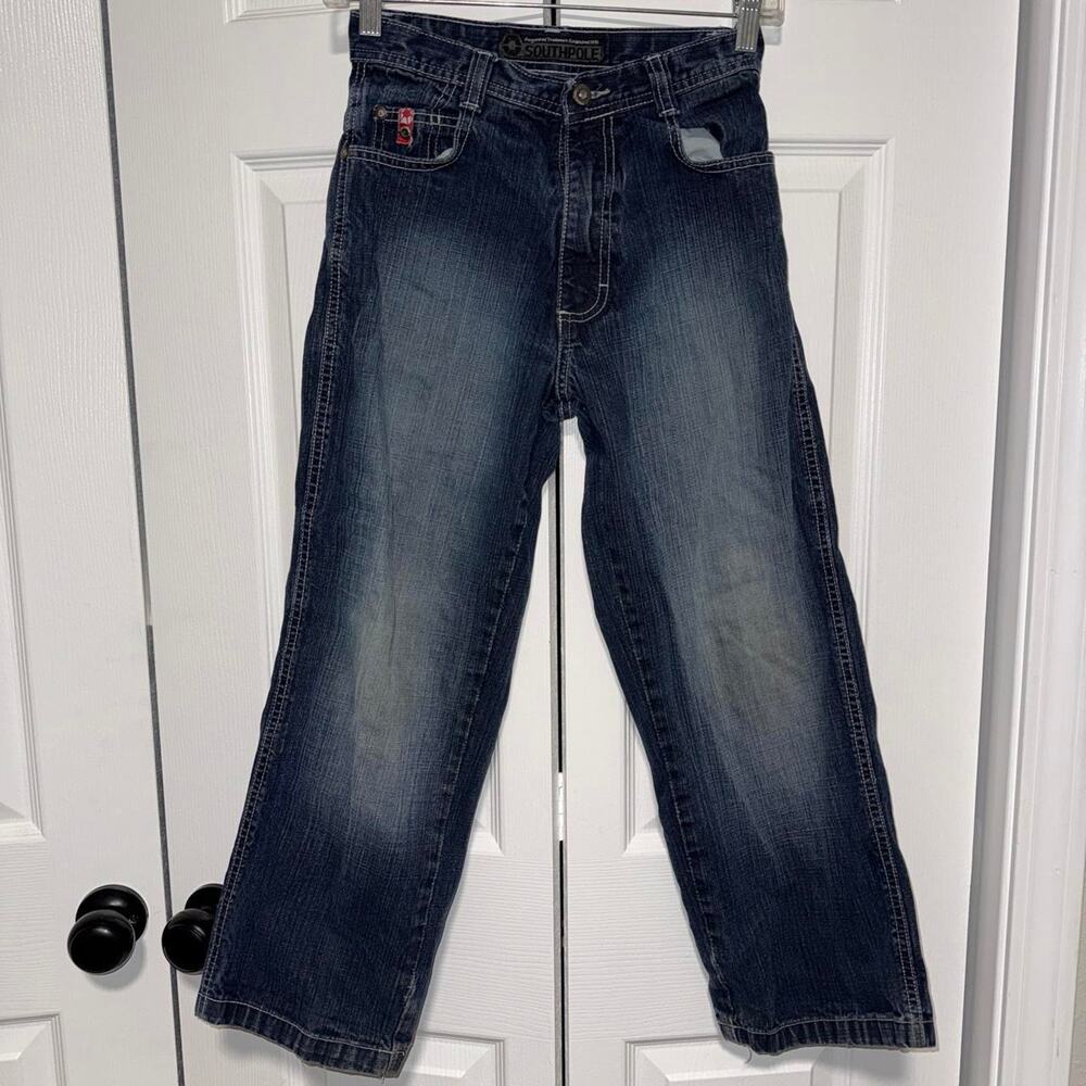 Vintage y2k South pole baggy blue denim jeans size 8/24x25.5